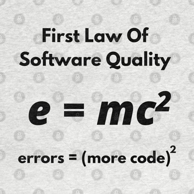 First Law Of Software Quality, errors equal more code, Developer and Coder Humor by Mohammed ALRawi